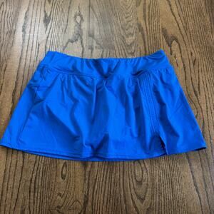 Lands End Womens Solid Royal Blue Swim Skirt Attached Brief Suit Bottom Size 10